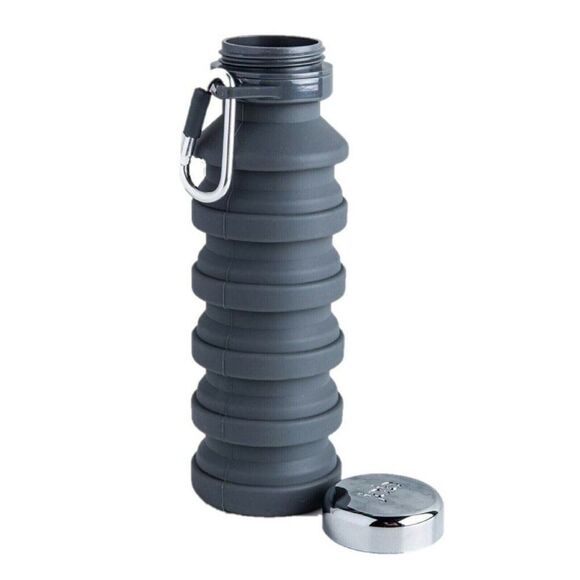 Joie Collapsible Water Bottle On The Go Silicone BPA Free 16oz. Reusable Gray - Picture 3 of 6